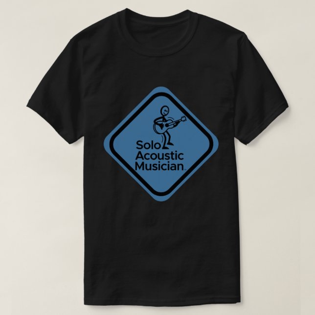 Solo Acoustic Musician Manar Black Blue Logotyp T Shirt (Design framsida)