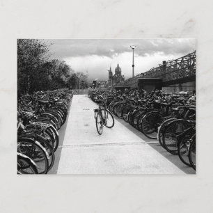 Solo Bike Parking Amsterdam Black and White Vykort