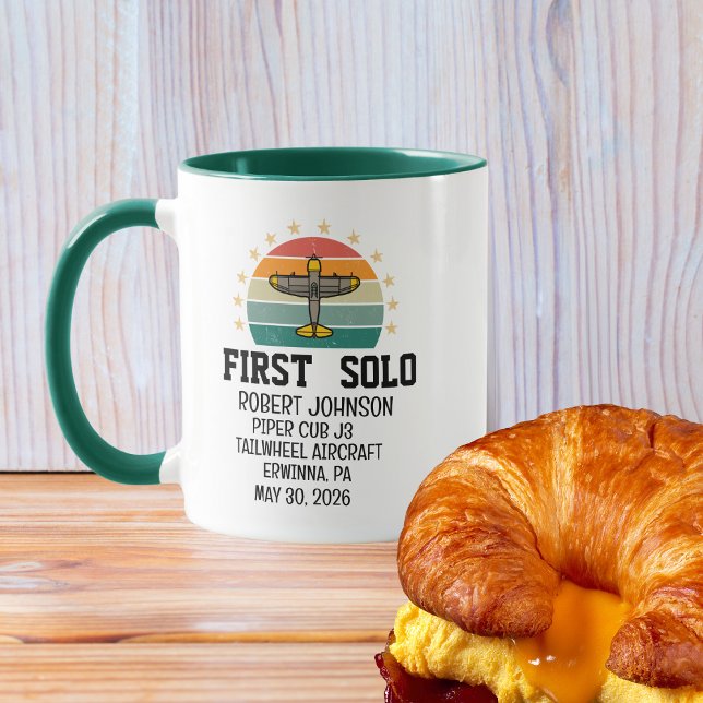 Solo-flygplanets första PILOT, Retro, Personlig Mugg (Skapare uppladdad)