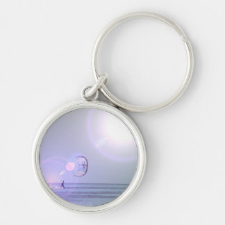 Solo Kiteboard Keychain Rund Silverfärgad Nyckelring