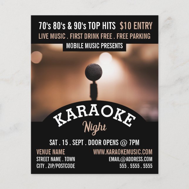 Solo Microphone, Karaoke Event Advertising Flygblad (Framsidan)