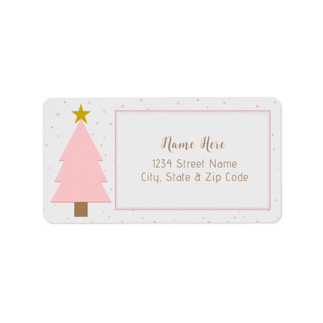 Solo Rosa Julgran och Golden Star Adressetikett (Framsidan)