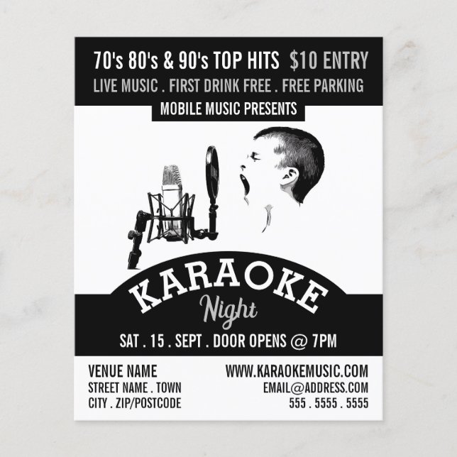 Solo Singer, Karaoke Event Advertising Flygblad (Framsidan)