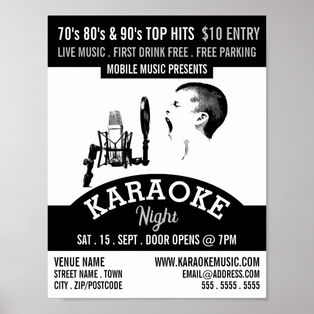Solo Singer, Karaoke Event Advertising Poster (Framsidan)