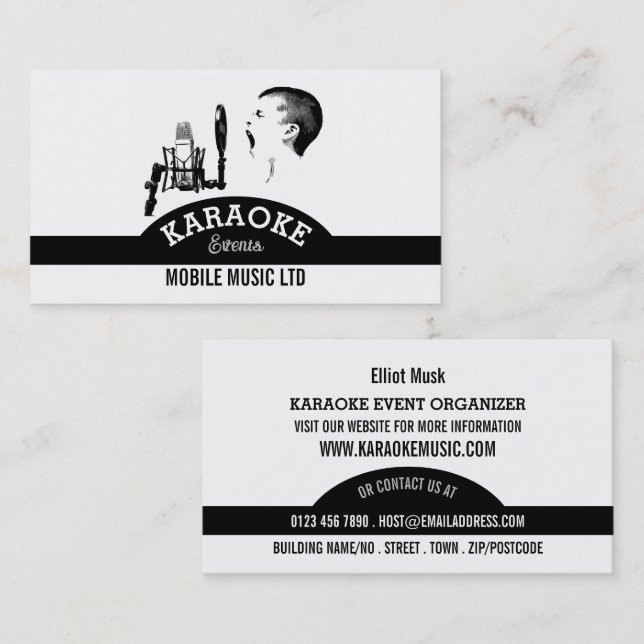 Solo Singer, Karaoke Event Organizer Visitkort (Fram/baksida)