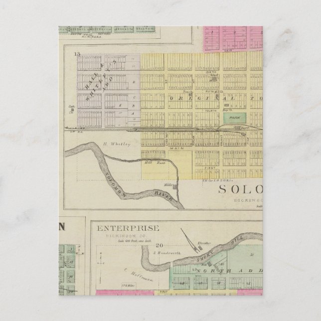 Solomon, Enterprise, Dillon, Detroit, Kansas Vykort (Framsida)