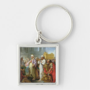 Solomon för ark av överenskommelsen, 1747 fyrkantig silverfärgad nyckelring