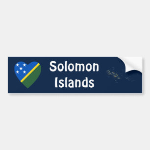Solomon Island flaggahjärta + Kartabildekal Bildekal