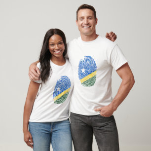 Solomon Islands Flagga Fingerprint T Shirt