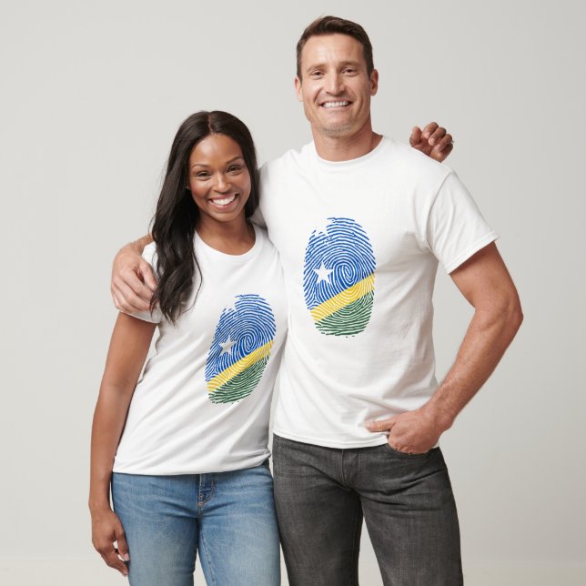 Solomon Islands Flagga Fingerprint T Shirt (Unisex)