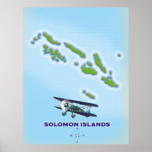 Solomon-öarnas kartografi karta. poster