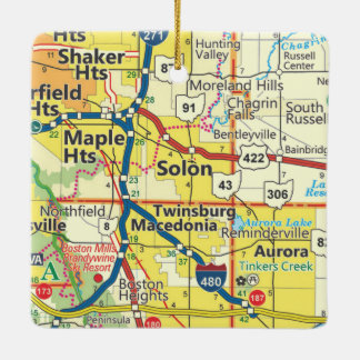 Solon Ohio Road Karta Julgransprydnad Keramik