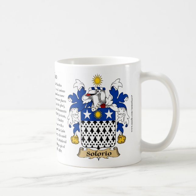 Solorio, ursprung, det menande och vapenskölden kaffemugg (Höger)