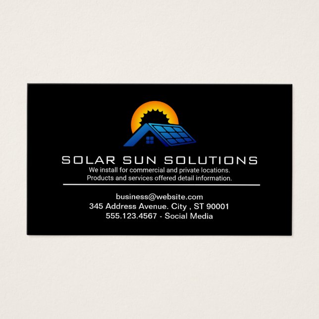 Solpanel | Energiinstallation Visitkort (Framsidan)