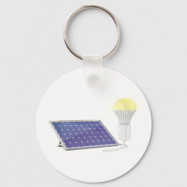 Solpanel och glödlampa nyckelring (Framsida)