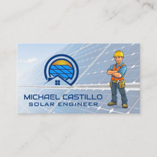 Solpanelens Logotyp Tekniker Worker Energi Visitkort