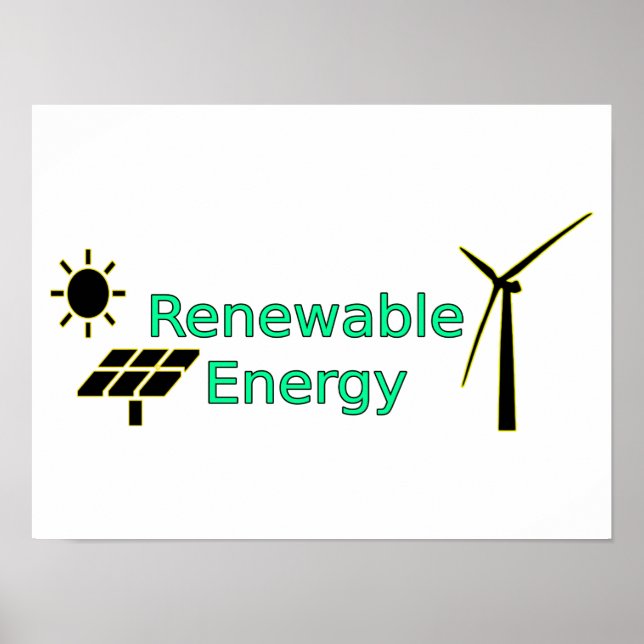 Solpaneler för Logotyp av förnybar energi Vind Tur Poster (Framsidan)