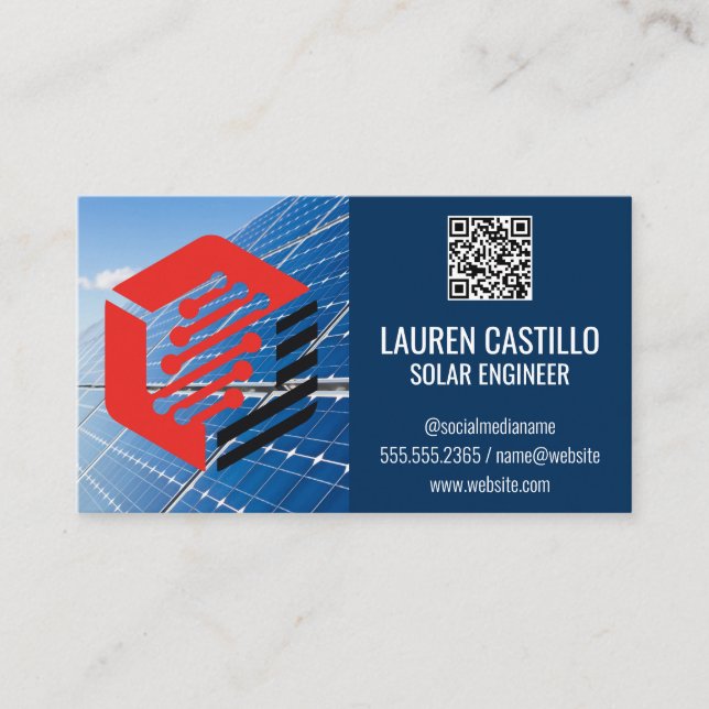Solpaneler och teknisk energi visitkort (Framsida)
