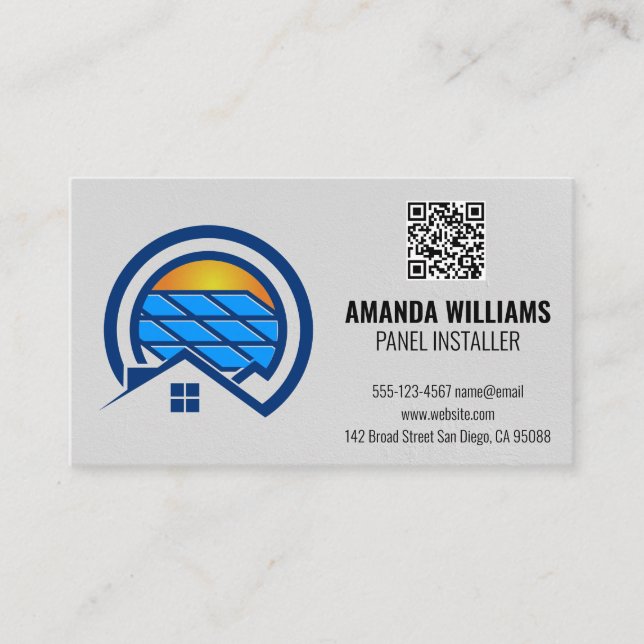 Solpaneler | QR-kod | Modern teknik Visitkort (Framsida)