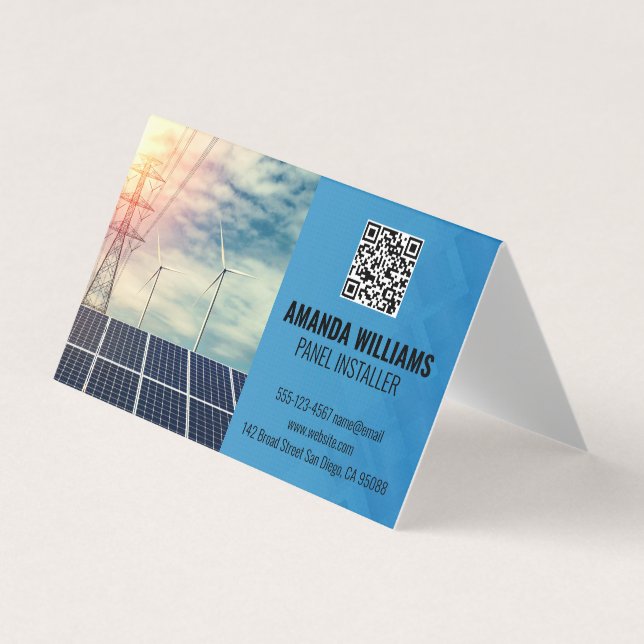Solpaneler | Tech-logotyp | Energi Visitkort (Framsida)