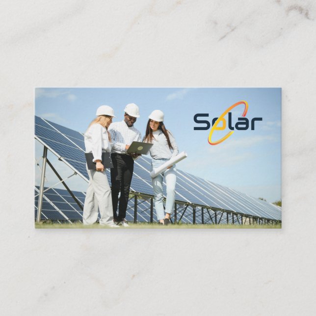 Solpaneler | Tekniker som arbetar på plats Visitkort (Framsida)