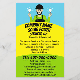 Solpaneltjänst för ljusglödlampstjänster, företag flygblad