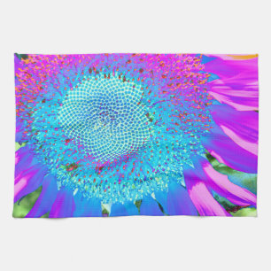 Solrofoto med blå rosa-funky kökshandduk