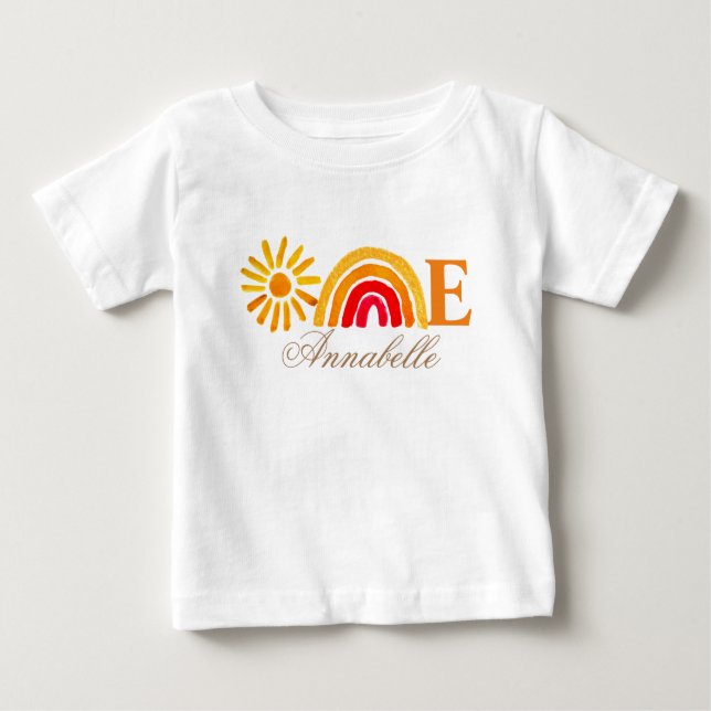 Solros 1:a födelsedag Vattenfärg Gult Sol Baby T Shirt (Framsida)