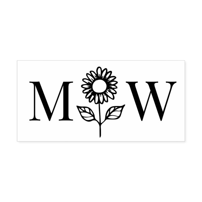 Solros #3 Bröllop Par 2 Initialer Monogram Självfärgande Stämpel (Design)