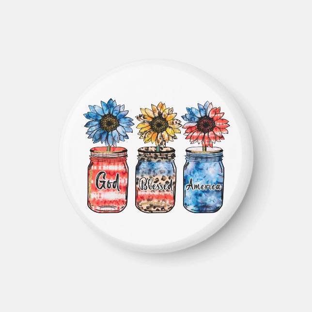 Solros 4:e juli | Gud välsigne Amerika Magnet (Framsidan)