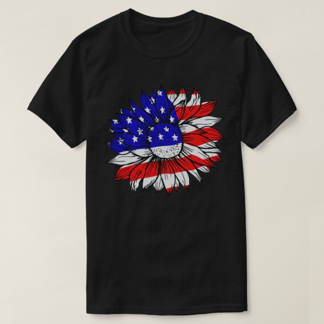 Solros 4:e juli USA USA Independence day Amer T Shirt (Design framsida)
