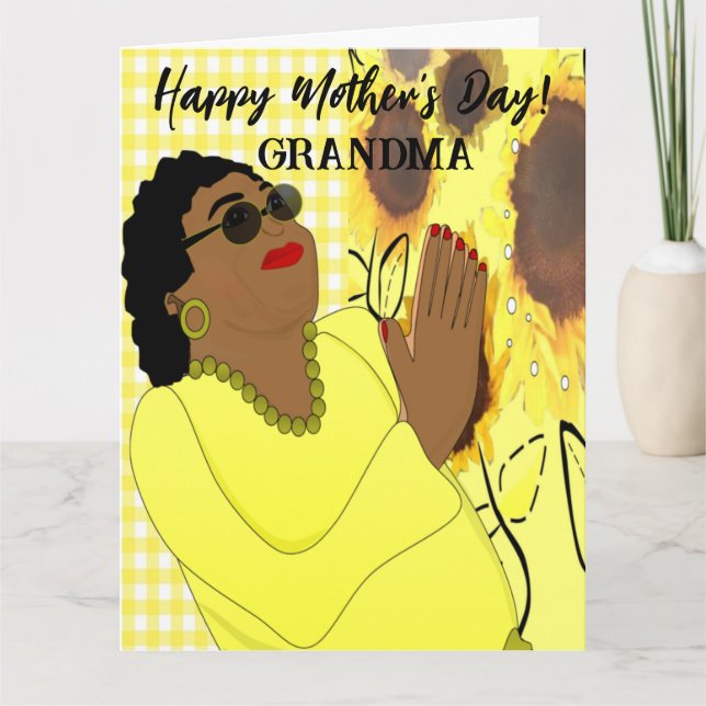 Solros African American Grandma Mors dag Kort (Framsida)
