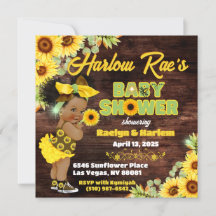 Solros Afro Flicka-Gult Rustic Baby Shower