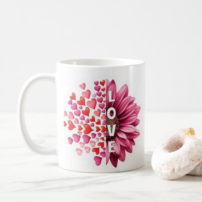 Solros Alla hjärtans dag kaffemugg - Romantiskt pr (Med munk)
