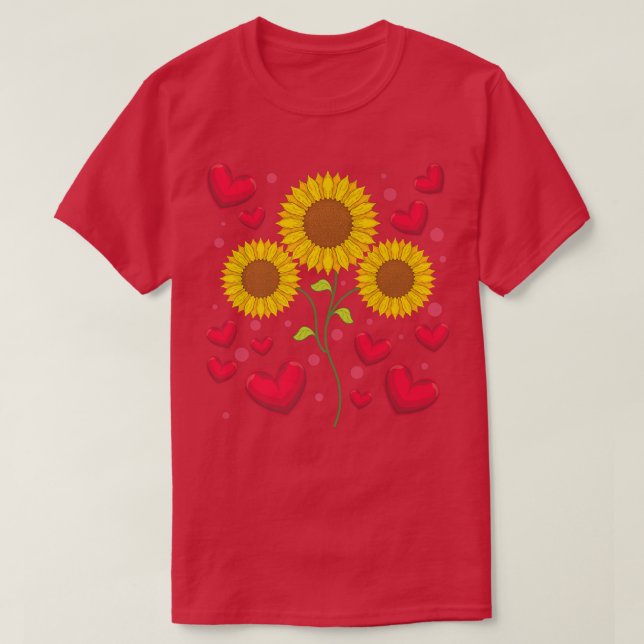 Solros Älskare Hippie Flower Heart Sunfl T Shirt (Design framsida)