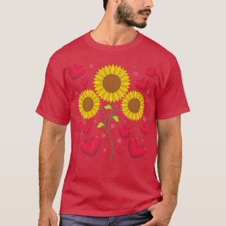 Solros Älskare Hippie Flower Heart Sunfl T Shirt