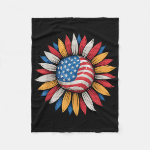 Solros American Flagga Merica Lycklig 4:e juli P Fleecefilt