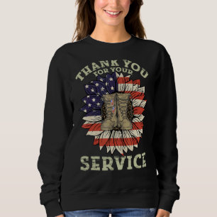 Solros American Flagga Tack Veterans Proud V T Shirt