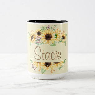 Solros Anpassade Namn Mugg