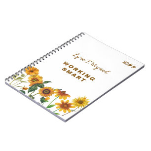 Solros Anpassat Namn Ljust Blommigt Anteckningsblo Anteckningsbok
