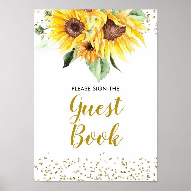 Solros är på väg som Baby Shower Guest Bok Poster (Framsidan)