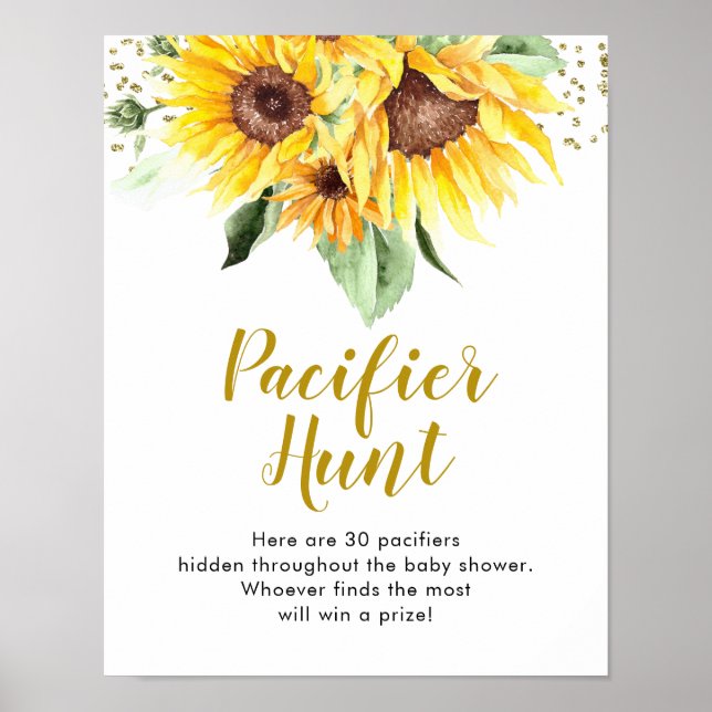 Solros är på väg som Baby Shower Nappar Hunt Poster (Framsidan)
