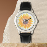 Solros Armbandsur<br><div class="desc">Denna botaniska klocka dekoreras med en gult vattenfärgad solros. Ursprunglig vattenfärg © Michele Davies.</div>