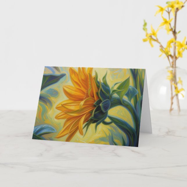 Solros Art Impressionistisk Fantasy Stil Kort (Gul blomma)