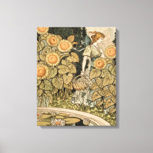 Solros Art nouveau Garden Grasset Woman Canvastryck