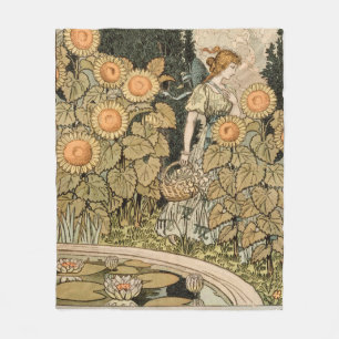 Solros Art nouveau Garden Grasset Woman Fleecefilt