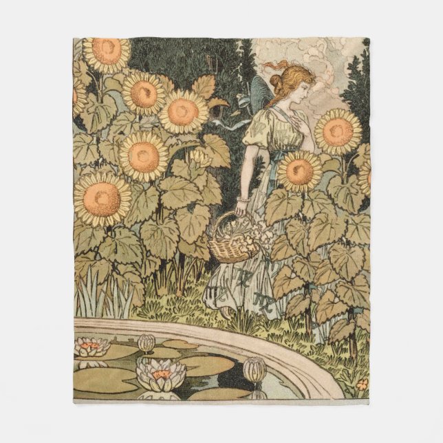 Solros Art nouveau Garden Grasset Woman Fleecefilt (Framsidan)