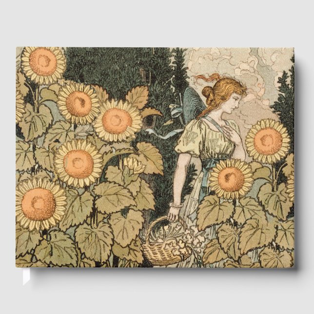 Solros Art nouveau Garden Grasset Woman Gästböcker (Framsida)