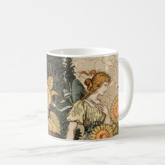 Solros Art nouveau Garden Grasset Woman Kaffemugg (Framsida höger)