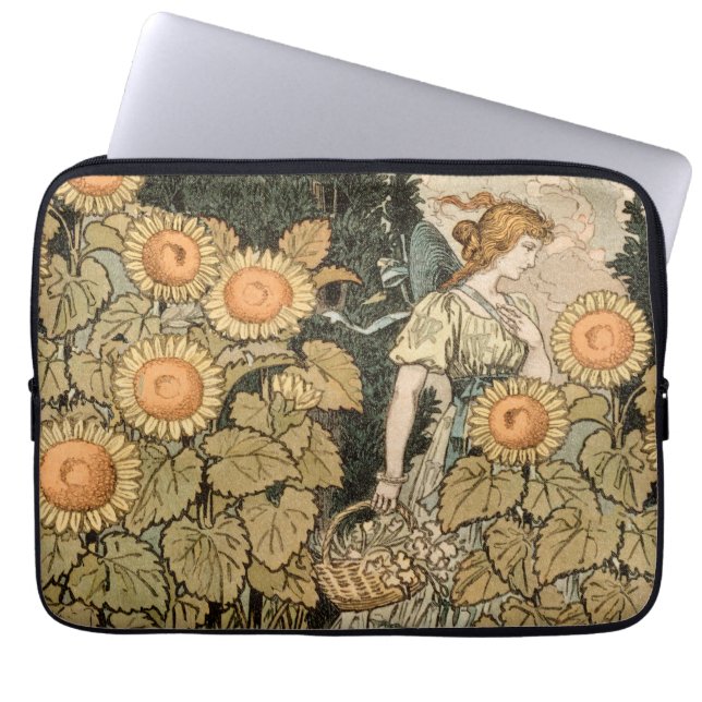 Solros Art nouveau Garden Grasset Woman Laptop Fodral (Framsidan)